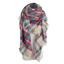Load image into Gallery viewer, Premium Winter Large Soft Knit Plaid Checked Square Blanket Scarf Shawl Wrap
