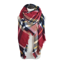 Load image into Gallery viewer, Premium Winter Large Soft Knit Plaid Checked Square Blanket Scarf Shawl Wrap