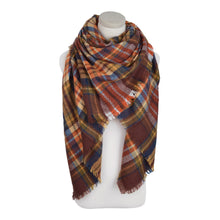 Load image into Gallery viewer, Premium Winter Large Soft Knit Plaid Checked Square Blanket Scarf Shawl Wrap