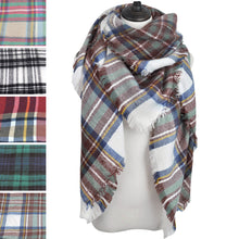Load image into Gallery viewer, Premium Winter Large Soft Knit Plaid Checked Square Blanket Scarf Shawl Wrap