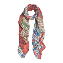 Load image into Gallery viewer, Elegant Multi Color Feather Print Frayed Edge Fashion Scarf Shawl Wrap