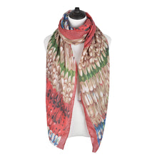 Load image into Gallery viewer, Elegant Multi Color Feather Print Frayed Edge Fashion Scarf Shawl Wrap