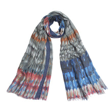 Load image into Gallery viewer, Elegant Multi Color Feather Print Frayed Edge Fashion Scarf Shawl Wrap