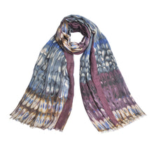 Load image into Gallery viewer, Elegant Multi Color Feather Print Frayed Edge Fashion Scarf Shawl Wrap