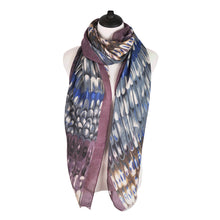 Load image into Gallery viewer, Elegant Multi Color Feather Print Frayed Edge Fashion Scarf Shawl Wrap