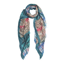 Load image into Gallery viewer, Elegant Multi Color Feather Print Frayed Edge Fashion Scarf Shawl Wrap