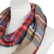Load image into Gallery viewer, Premium Winter Soft Knit Plaid Checked Blanket Infinity Loop Circle Scarf Wrap