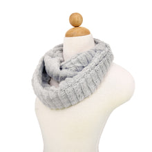 Load image into Gallery viewer, Super Soft Premium Faux Fur Solid Stripe Warm Infinity Circle Scarf