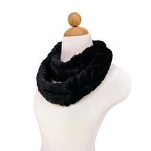 Load image into Gallery viewer, Super Soft Premium Faux Fur Solid Stripe Warm Infinity Circle Scarf
