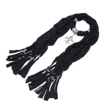 Load image into Gallery viewer, Elegant Charm Pendant Jewelry Necklace Scarf w- Fleur de lis Medallion