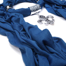 Load image into Gallery viewer, Elegant Charm Pendant Jewelry Necklace Scarf w- Fleur de lis Medallion