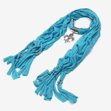 Load image into Gallery viewer, Elegant Charm Pendant Jewelry Necklace Scarf w- Fleur de lis Medallion