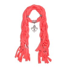 Load image into Gallery viewer, Elegant Charm Pendant Jewelry Necklace Scarf w- Fleur de lis Medallion