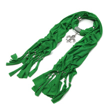 Load image into Gallery viewer, Elegant Charm Pendant Jewelry Necklace Scarf w- Fleur de lis Medallion