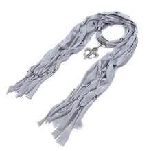 Load image into Gallery viewer, Elegant Charm Pendant Jewelry Necklace Scarf w- Fleur de lis Medallion