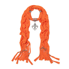 Load image into Gallery viewer, Elegant Charm Pendant Jewelry Necklace Scarf w- Fleur de lis Medallion