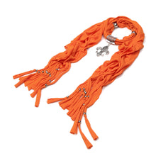 Load image into Gallery viewer, Elegant Charm Pendant Jewelry Necklace Scarf w- Fleur de lis Medallion