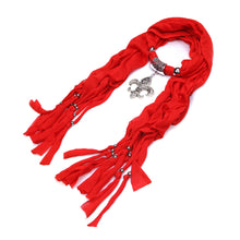 Load image into Gallery viewer, Elegant Charm Pendant Jewelry Necklace Scarf w- Fleur de lis Medallion