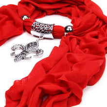 Load image into Gallery viewer, Elegant Charm Pendant Jewelry Necklace Scarf w- Fleur de lis Medallion