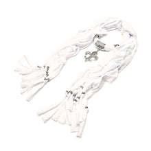 Load image into Gallery viewer, Elegant Charm Pendant Jewelry Necklace Scarf w- Fleur de lis Medallion