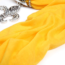 Load image into Gallery viewer, Elegant Charm Pendant Jewelry Necklace Scarf w- Fleur de lis Medallion