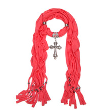Load image into Gallery viewer, Elegant Cross Charm Pendant Jewelry Necklace Scarf