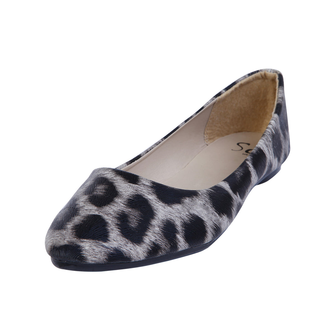 Sol Los Angeles Premium Women's PU Leather Leopard Ballet Flat Shoes