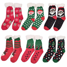 Load image into Gallery viewer, Extra Thick Christmas Themed Thermal Fleece-lined Knitted Plush Winter Socks