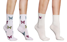 Load image into Gallery viewer, Women's 2-Pack Soft Cotton Butterfly Print Causal Crew Socks