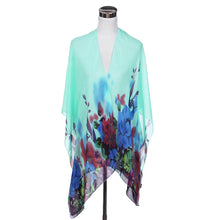 Load image into Gallery viewer, Elegant Chiffon Floral Sheer Kimono Wrap Cardigan Beach Cover Up