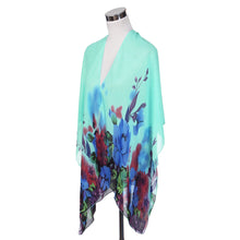 Load image into Gallery viewer, Elegant Chiffon Floral Sheer Kimono Wrap Cardigan Beach Cover Up