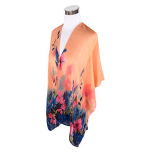 Load image into Gallery viewer, Elegant Chiffon Floral Sheer Kimono Wrap Cardigan Beach Cover Up