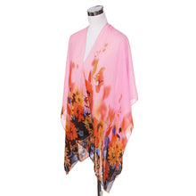 Load image into Gallery viewer, Elegant Chiffon Floral Sheer Kimono Wrap Cardigan Beach Cover Up