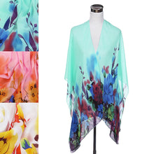 Load image into Gallery viewer, Elegant Chiffon Floral Sheer Kimono Wrap Cardigan Beach Cover Up