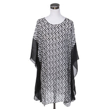 Load image into Gallery viewer, Chiffon Geometric Sheer Kimono Wrap Blouse Poncho Beach Cover Up