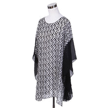 Load image into Gallery viewer, Chiffon Geometric Sheer Kimono Wrap Blouse Poncho Beach Cover Up