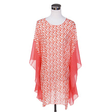 Load image into Gallery viewer, Chiffon Geometric Sheer Kimono Wrap Blouse Poncho Beach Cover Up