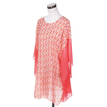 Load image into Gallery viewer, Chiffon Geometric Sheer Kimono Wrap Blouse Poncho Beach Cover Up