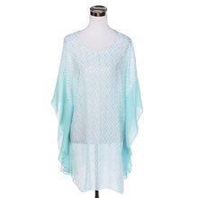Load image into Gallery viewer, Chiffon Geometric Sheer Kimono Wrap Blouse Poncho Beach Cover Up