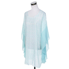 Load image into Gallery viewer, Chiffon Geometric Sheer Kimono Wrap Blouse Poncho Beach Cover Up