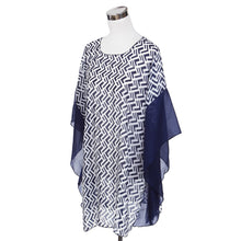 Load image into Gallery viewer, Chiffon Geometric Sheer Kimono Wrap Blouse Poncho Beach Cover Up