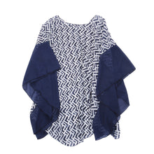 Load image into Gallery viewer, Chiffon Geometric Sheer Kimono Wrap Blouse Poncho Beach Cover Up