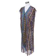 Load image into Gallery viewer, Long Bohemian Tribal Chiffon Sheer Kimono Wrap Vest Beach Cover Up