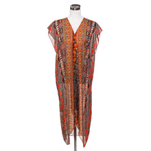Load image into Gallery viewer, Long Bohemian Tribal Chiffon Sheer Kimono Wrap Vest Beach Cover Up