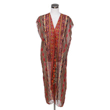 Load image into Gallery viewer, Long Bohemian Tribal Chiffon Sheer Kimono Wrap Vest Beach Cover Up