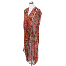 Load image into Gallery viewer, Long Bohemian Tribal Chiffon Sheer Kimono Wrap Vest Beach Cover Up