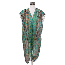 Load image into Gallery viewer, Long Bohemian Tribal Chiffon Sheer Kimono Wrap Vest Beach Cover Up