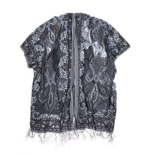 Load image into Gallery viewer, Premium Burnout Lace Floral Fringed Chiffon Kimono Cardigan Beach Cover Up