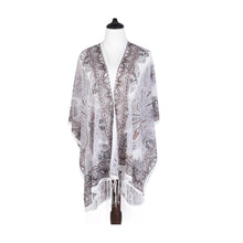 Load image into Gallery viewer, Premium Burnout Lace Floral Fringed Chiffon Kimono Cardigan Beach Cover Up
