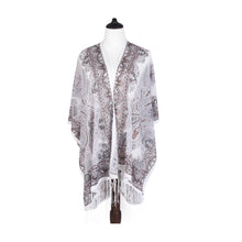 Load image into Gallery viewer, Premium Burnout Lace Floral Fringed Chiffon Kimono Cardigan Beach Cover Up